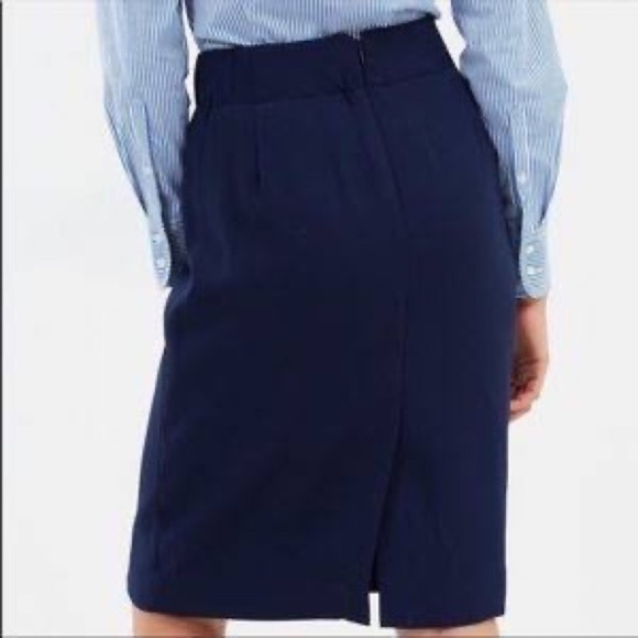 J. Crew academia navy high waist front‎ ruffle pencil skirt - Picture 3 of 9